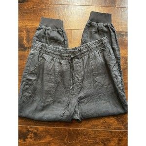 magaschoni 100% linen gray/black Joggers size large